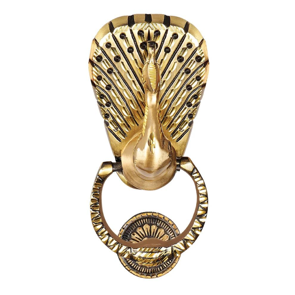 Peacock brass door knocker