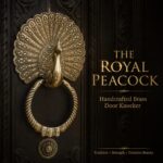 Peacock Plume Knocker in sand-cast solid brass – side profile