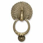 Peacock Plume Knocker in sand-cast solid brass
