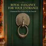 Peacock Plume Knocker in sand-cast solid brass – casting detail