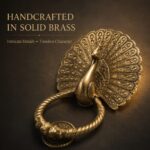 Peacock Plume Knocker in sand-cast solid brass – scale reference