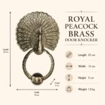 Peacock Plume Knocker in sand-cast solid brass – dimensions